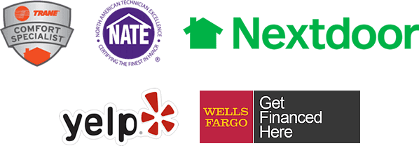 Trane Comfort Specialist, NATE, NextDoor, Yelp, Wells Fargo Financing